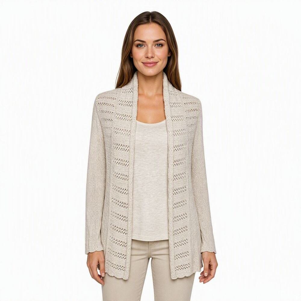 Angel Of The North Cardigan Sweater Womens Small Cotton Linen Anthropologie